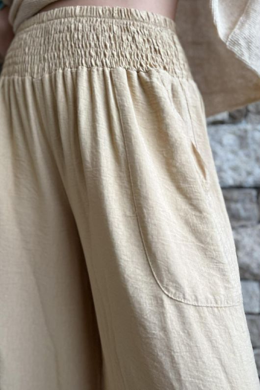 Basso Shirring Wide Leg Pant Camel